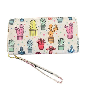 Cactus Succulent Zip Around Wallet Wristlet